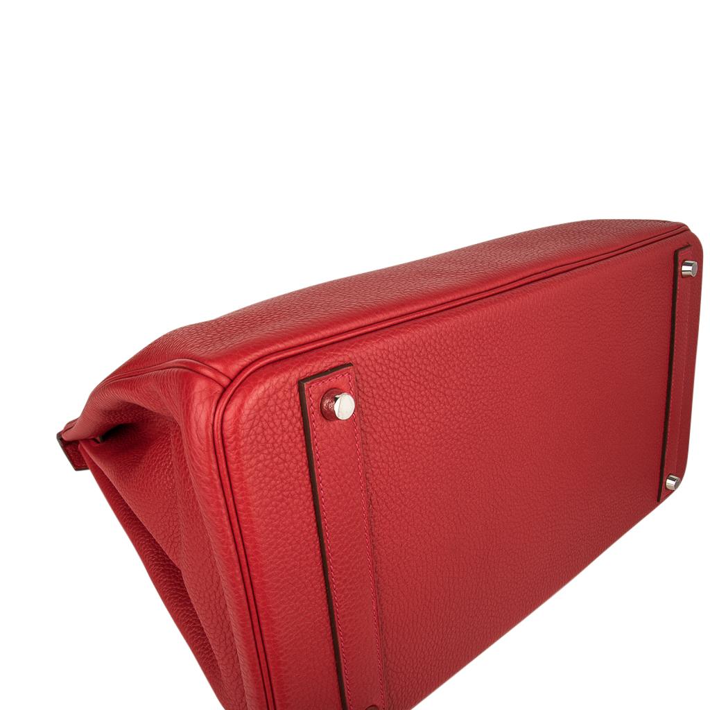 Hermes Birkin 40 Bag Rouge Casaque Togo Palladium 6
