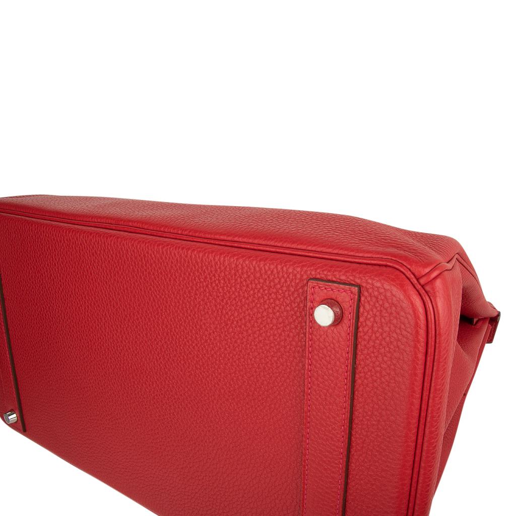 Hermes Birkin 40 Bag Rouge Casaque Togo Palladium 7