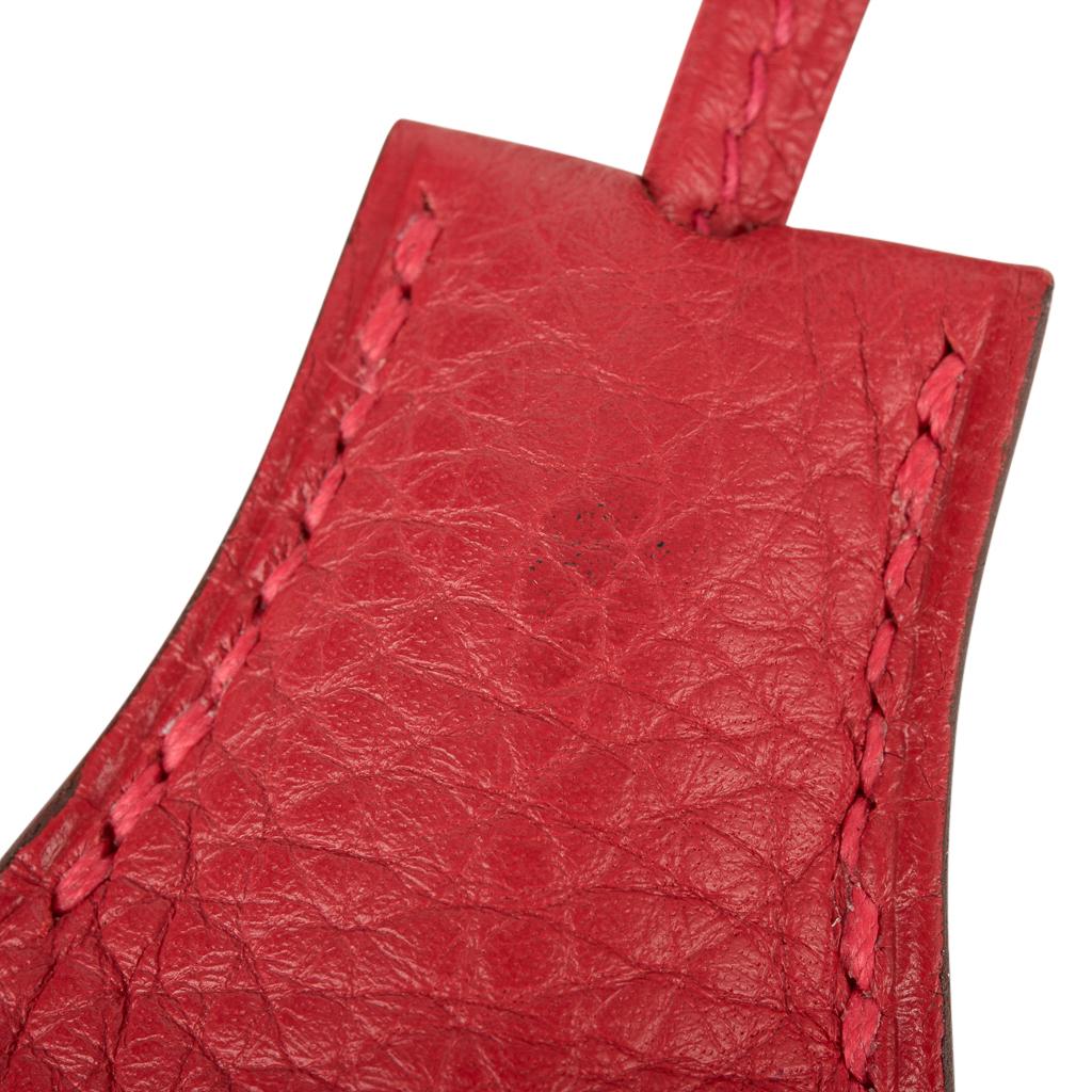 Hermes Birkin 40 Bag Rouge Casaque Togo Palladium 8