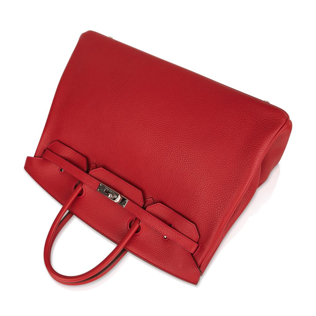 Red Hermes Birkin 40 Bag Rouge Casaque Togo Palladium
