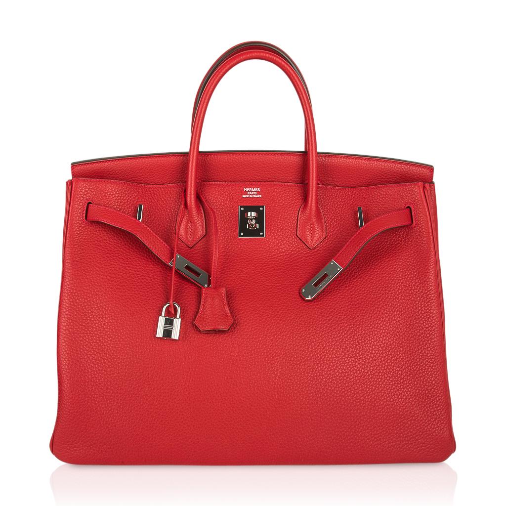 Women's or Men's Hermes Birkin 40 Bag Rouge Casaque Togo Palladium