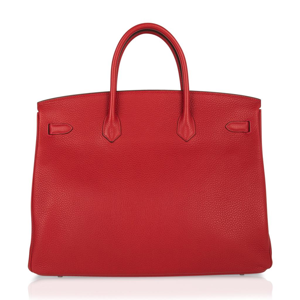 Hermes Birkin 40 Bag Rouge Casaque Togo Palladium 1