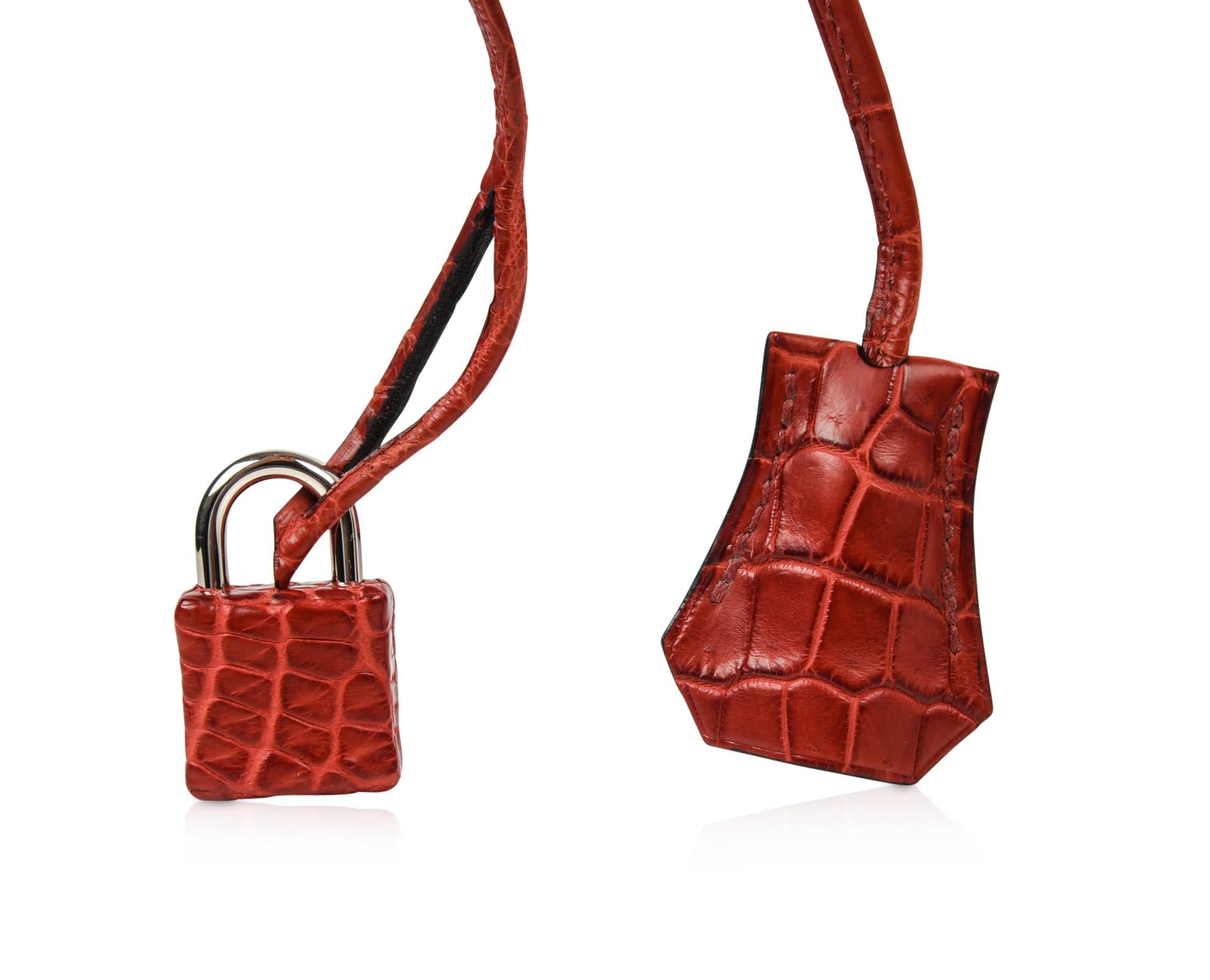 Hermes Birkin 40 Bag Rouge Red Matte Porosus Crocodile Palladium In Excellent Condition In Miami, FL