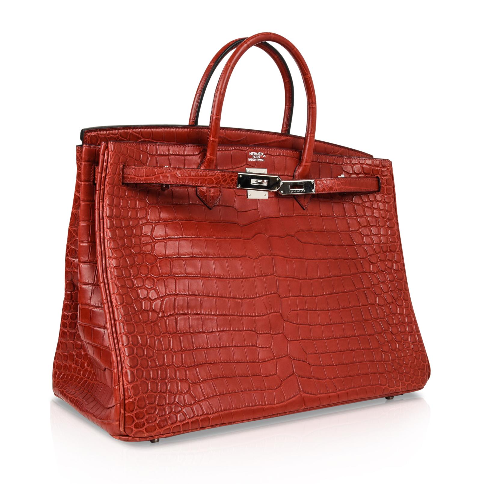 Hermes Birkin 40 Bag Rouge Red Matte Porosus Crocodile Palladium 3