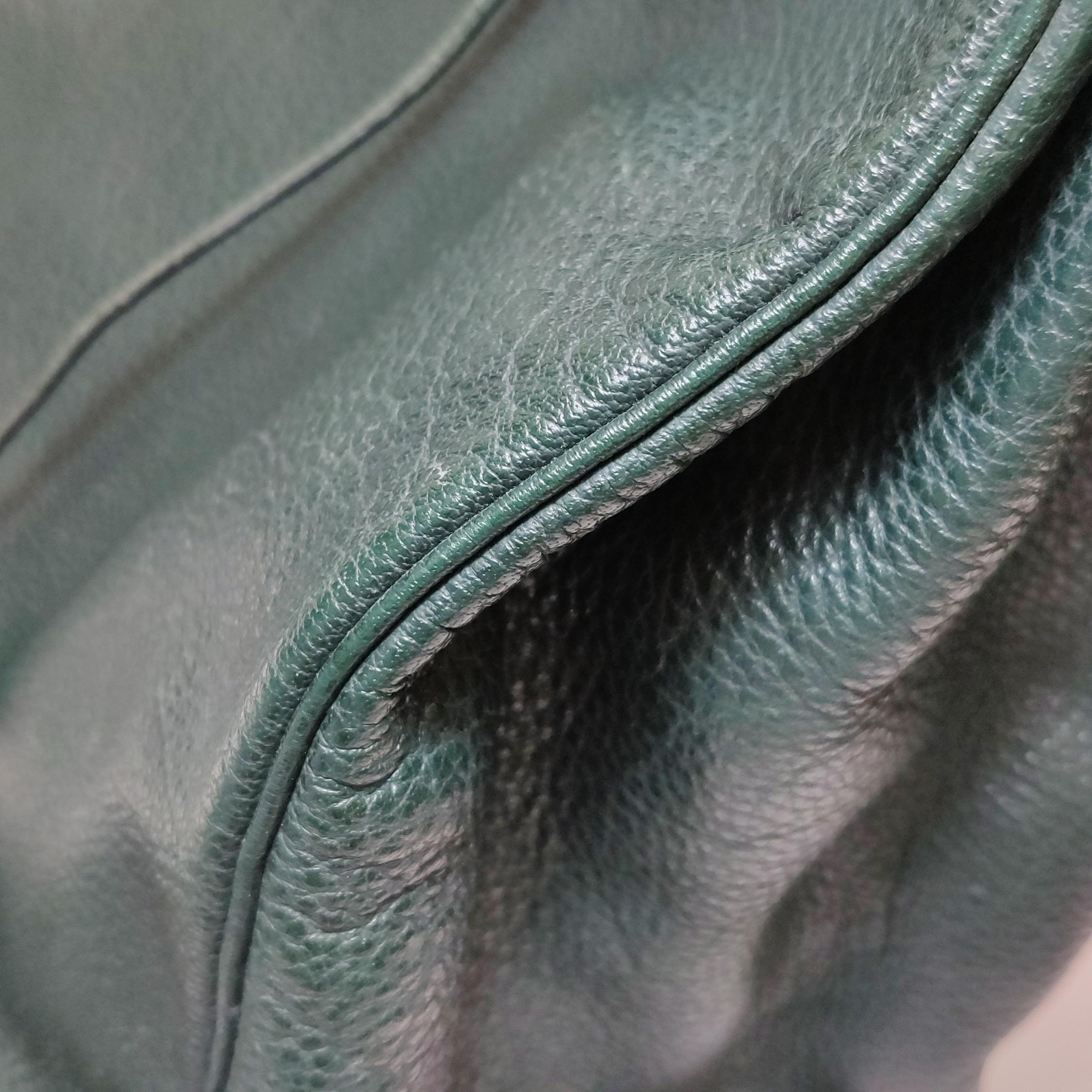 Hermes Birkin 40 Barenia Faubourg Vintage 2Q Vert Amclais Dunkelgrün Gold Hardwa im Angebot 8