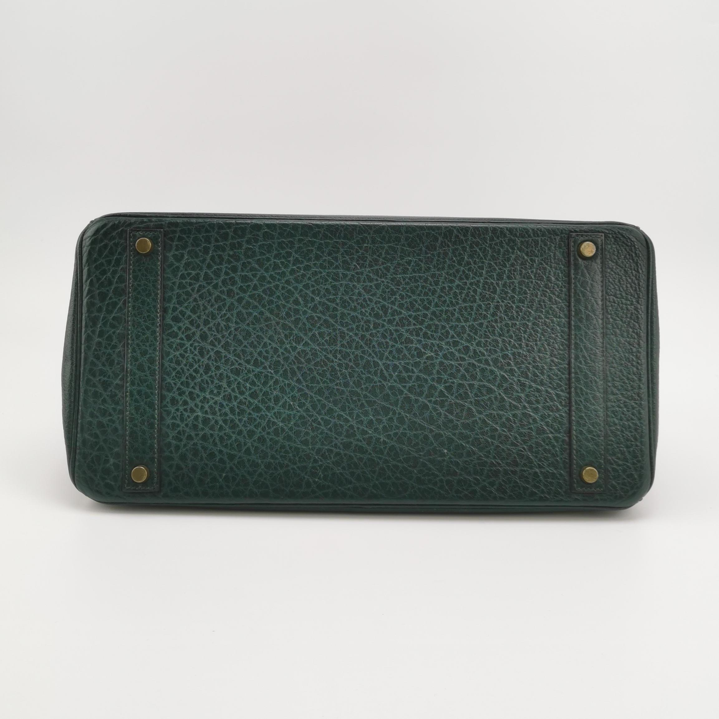 Hermes Birkin 40 Barenia Faubourg Vintage 2Q Vert Amclais Dunkelgrün Gold Hardwa im Angebot 12