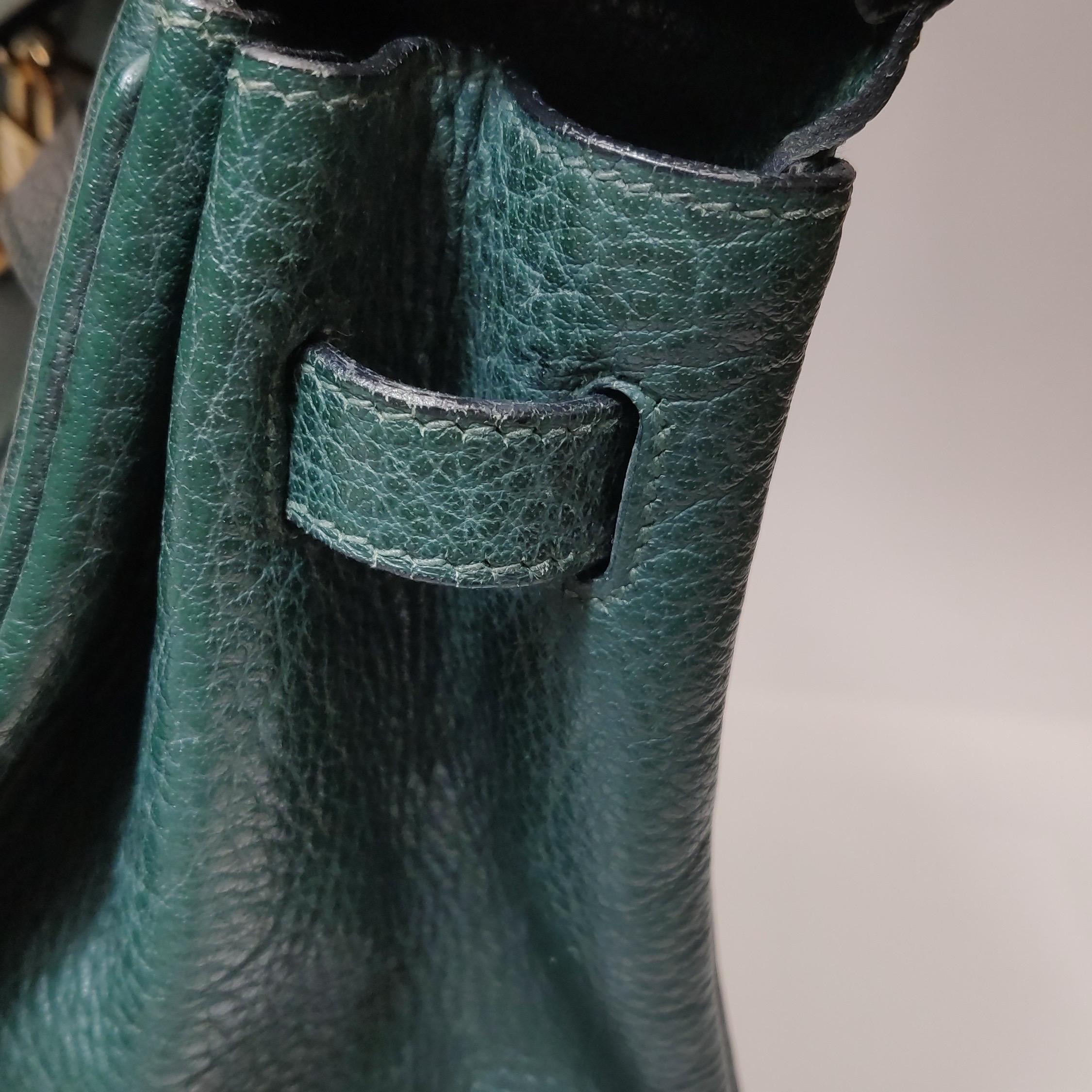 Hermes Birkin 40 Barenia Faubourg Vintage 2Q Vert Amclais Dunkelgrün Gold Hardwa im Angebot 14