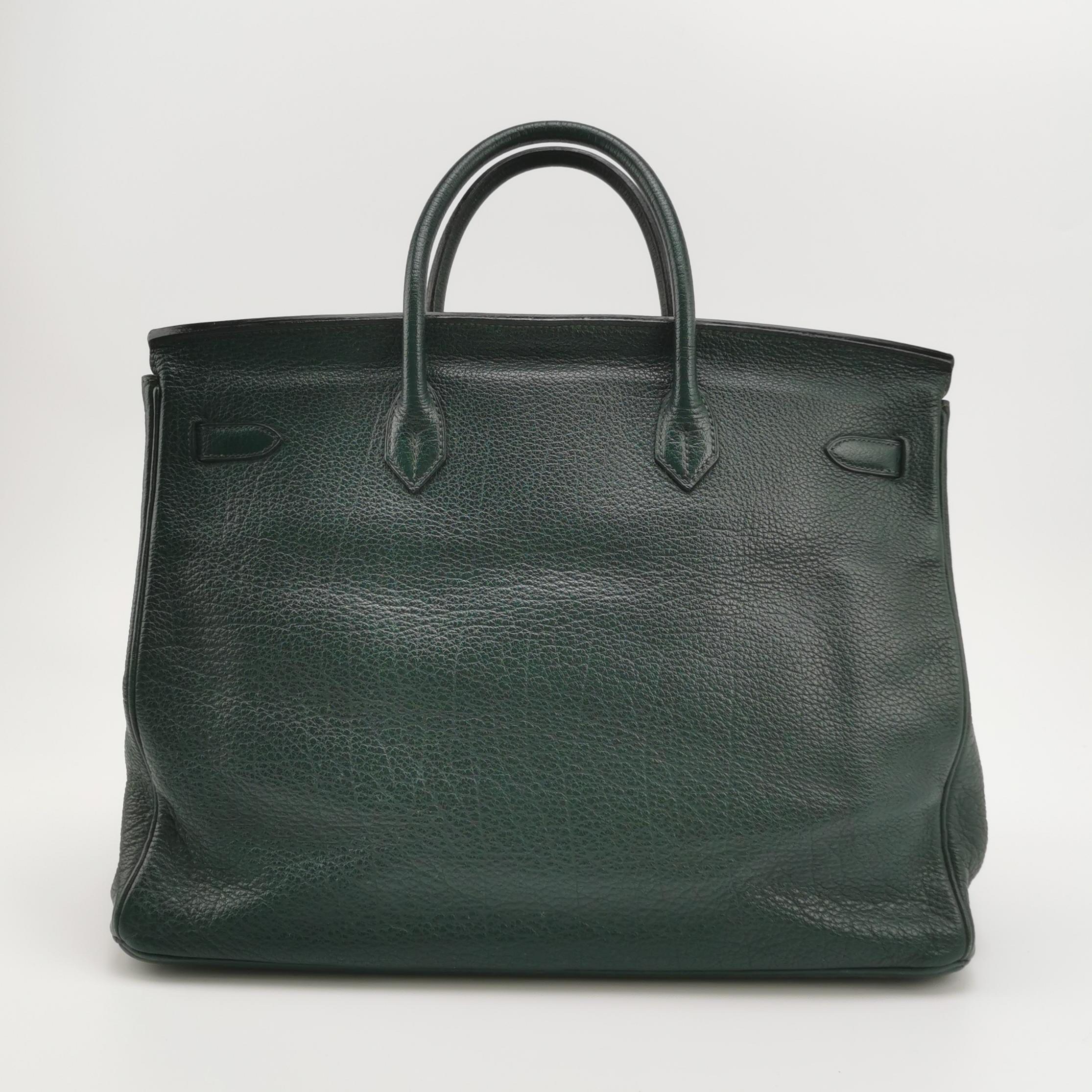 Hermes Birkin 40 Barenia Faubourg Vintage 2Q Vert Amclais Dunkelgrün Gold Hardwa (Schwarz) im Angebot