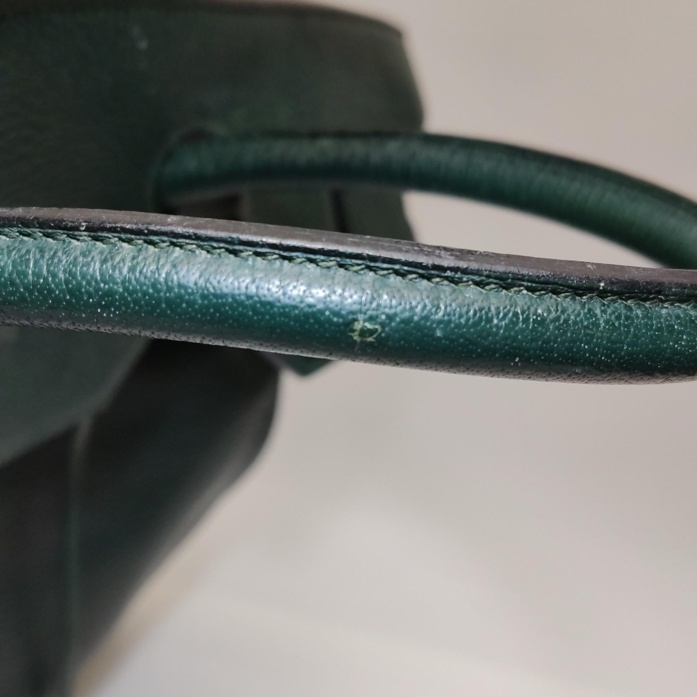 Hermes Birkin 40 Barenia Faubourg Vintage 2Q Vert Amclais Dunkelgrün Gold Hardwa Damen im Angebot