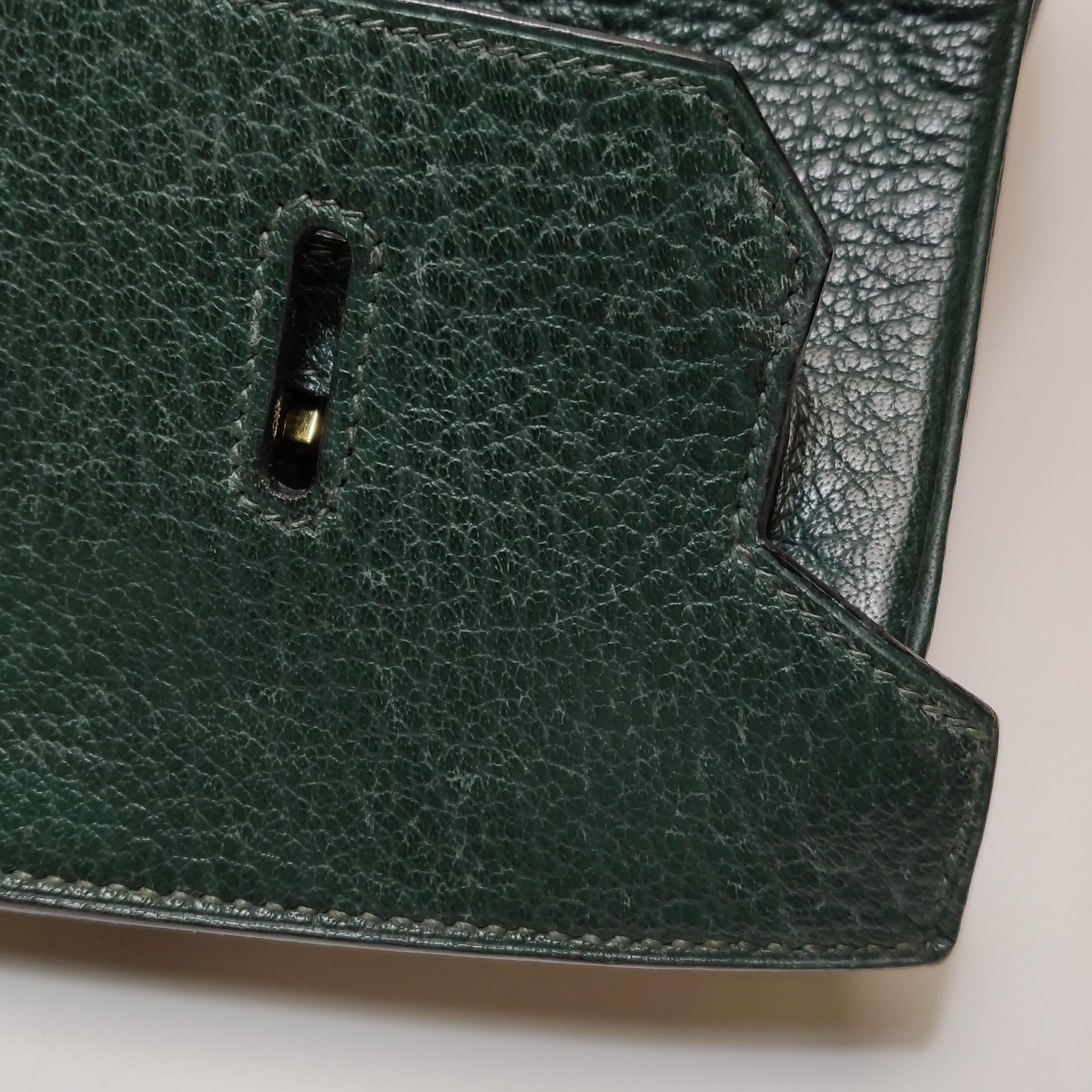 Hermes Birkin 40 Barenia Faubourg Vintage 2Q Vert Amclais Dunkelgrün Gold Hardwa im Angebot 1