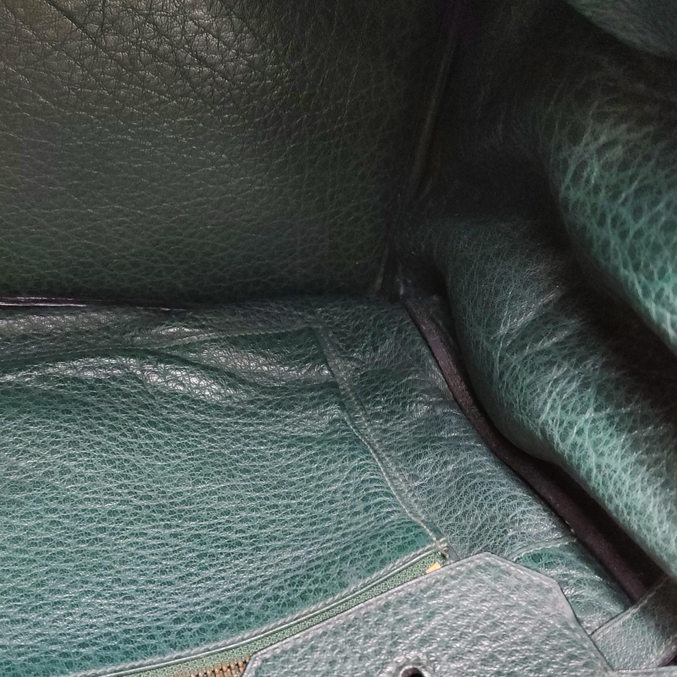 Hermes Birkin 40 Barenia Faubourg Vintage 2Q Vert Amclais Dunkelgrün Gold Hardwa im Angebot 2