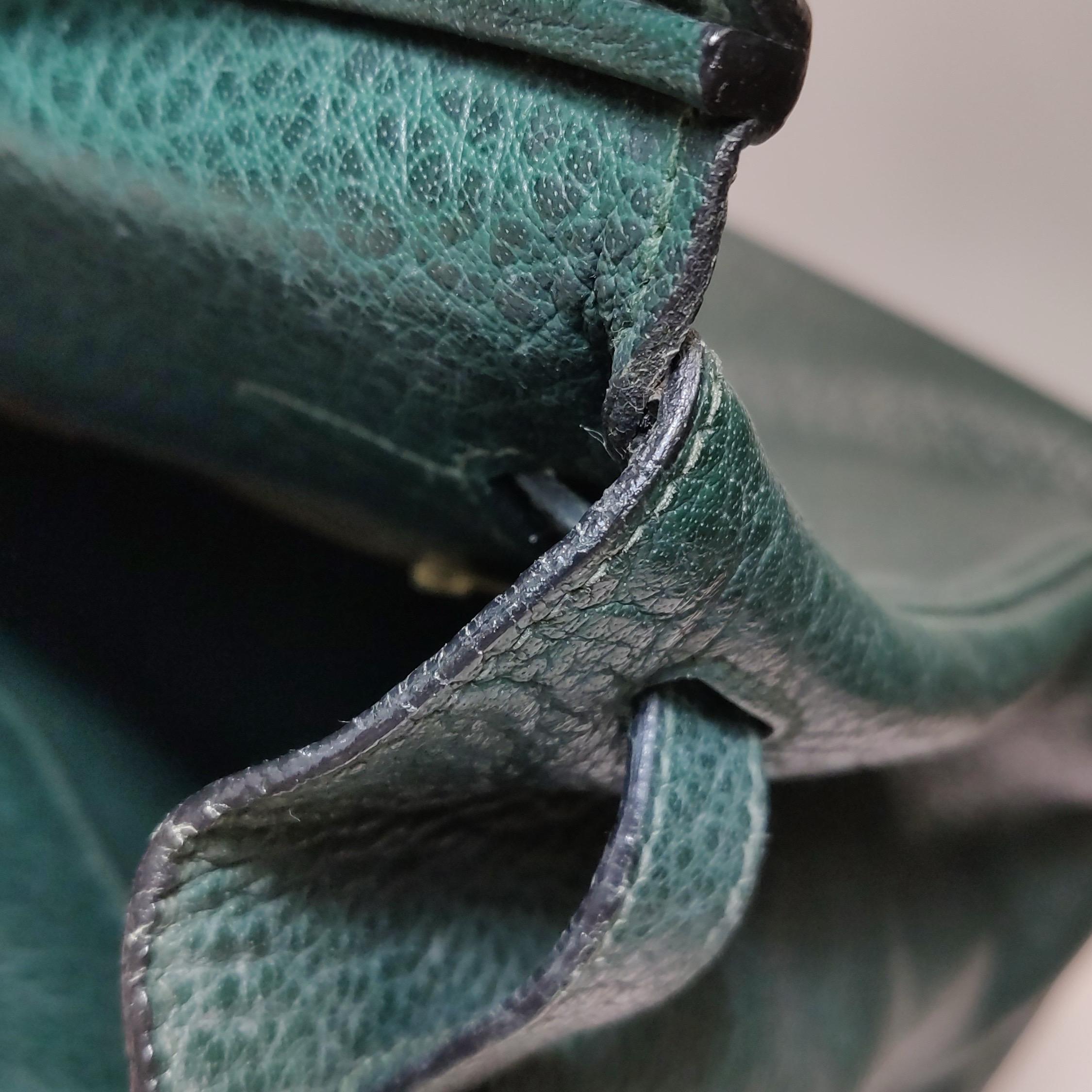 Hermes Birkin 40 Barenia Faubourg Vintage 2Q Vert Amclais Dunkelgrün Gold Hardwa im Angebot 4