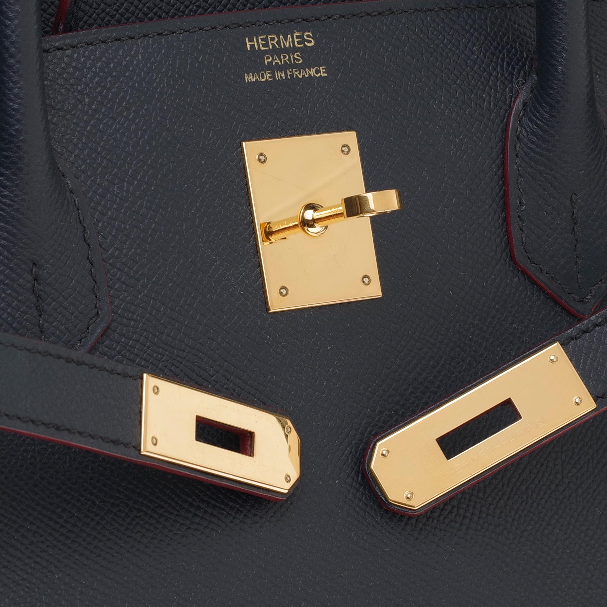 Hermès Birkin 40 bicolor handbag in blue navy epsom and burgundy, gold hardware 1