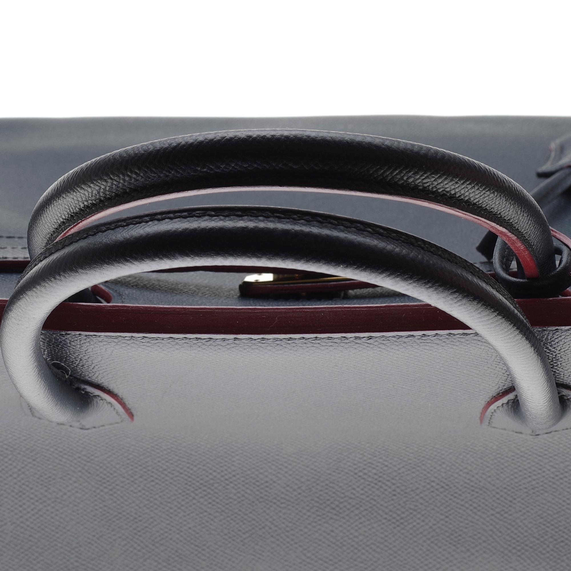 Hermès Birkin 40 bicolor handbag in blue navy epsom and burgundy, gold hardware 4