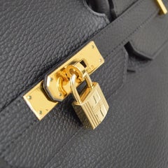 HERMES Birkin 40 Black Ardennes Leather Gold Hardware Travel Top Handle Tote Bag