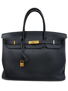 Hermes Birkin 40 Black Ardennes Leather With Gold Hardware