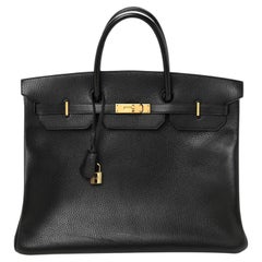 Hermes Birkin 40 Black Ardennes Leather With Gold Hardware