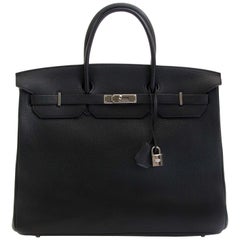 Hermès Birkin 40 Black Clemence Taurillon PHW