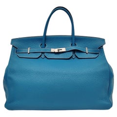Hermes Birkin 40 Blue Jeans Clemence Leather Palladium Hardware 2007