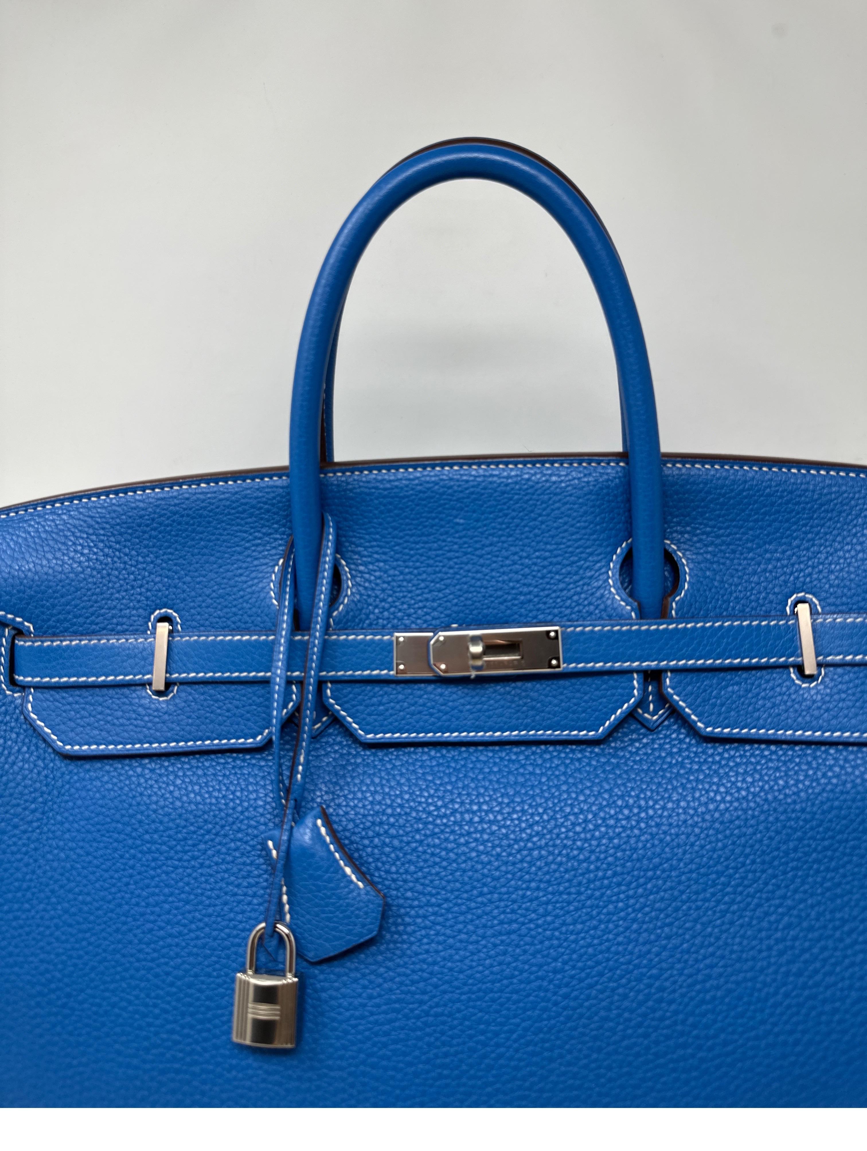 Hermes Birkin 40 Blue Mykonos Bag  3