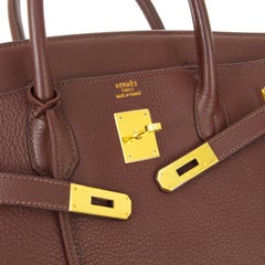 Hermes Birkin 40 Chocolate Brown Leather Travel Men's Top Handle Satchel Tote