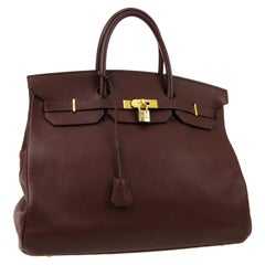 Hermes Birkin 40 Chocolate Brown Leather Travel Men's Top Handle Satchel Tote