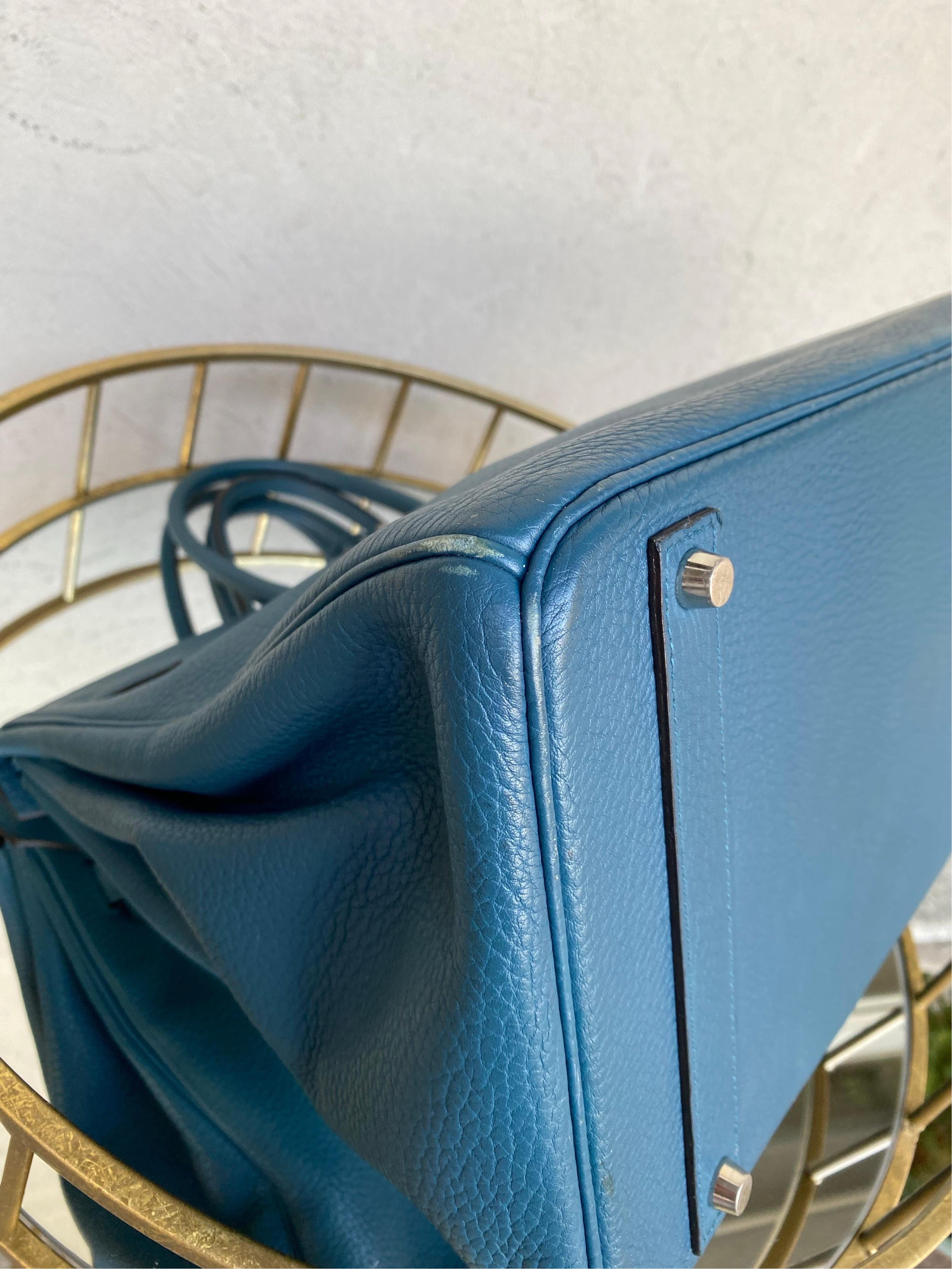 Hermes Birkin 40 Cobalt leather Bag For Sale 1