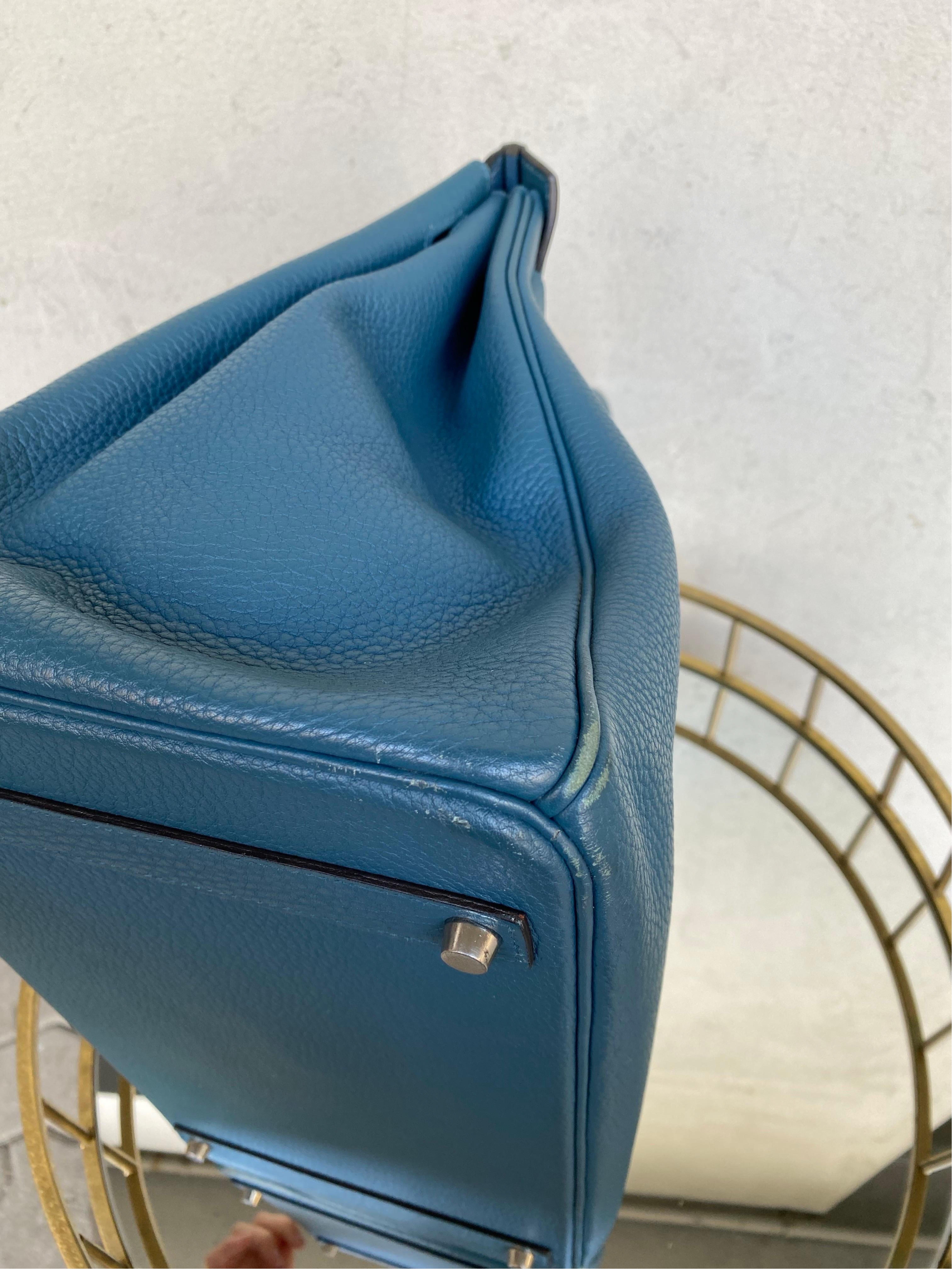 Hermes Birkin 40 Cobalt leather Bag For Sale 3