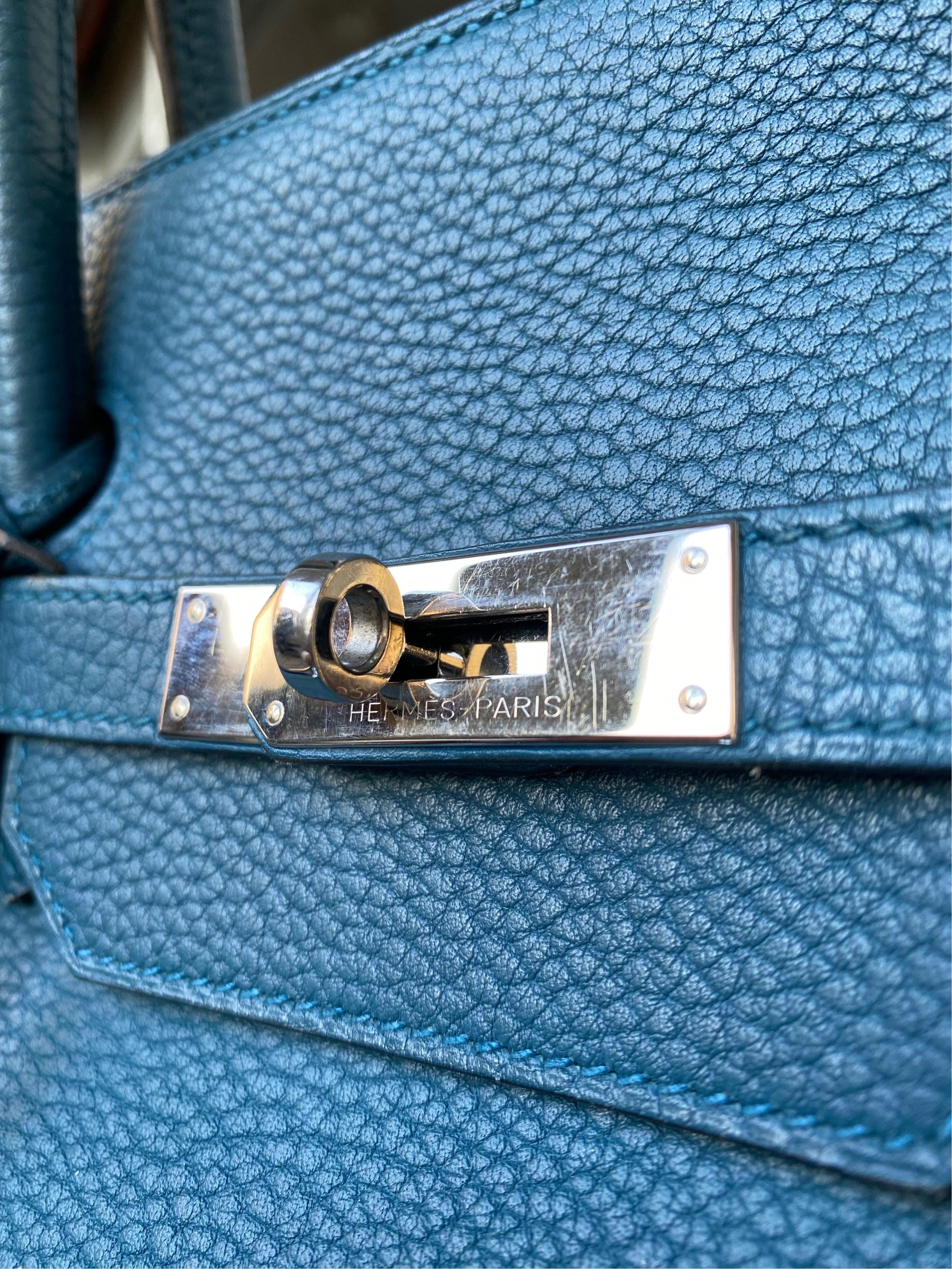 Hermes Birkin 40 Cobalt leather Bag For Sale 4