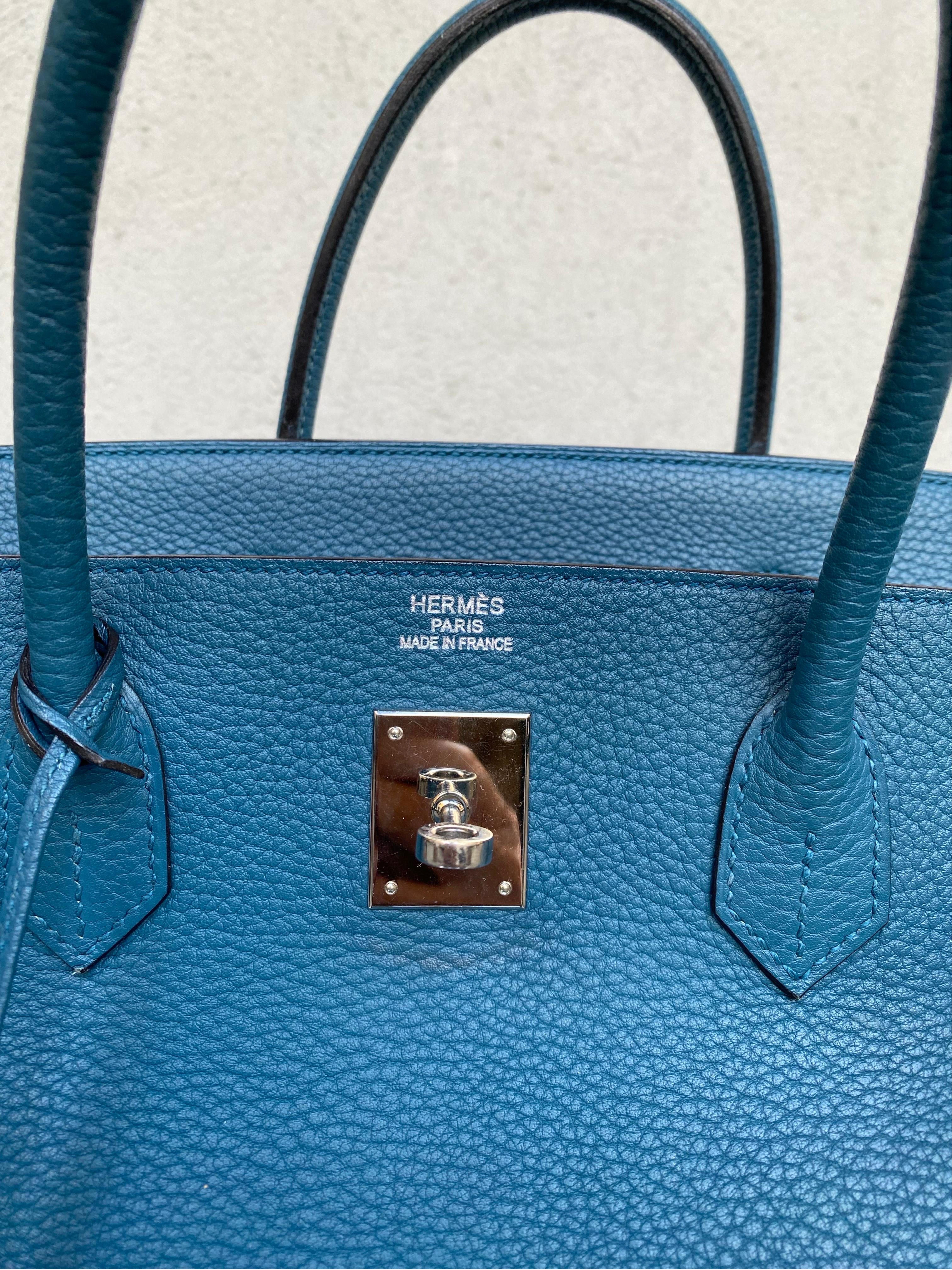 Hermes Birkin 40 Cobalt leather Bag For Sale 5