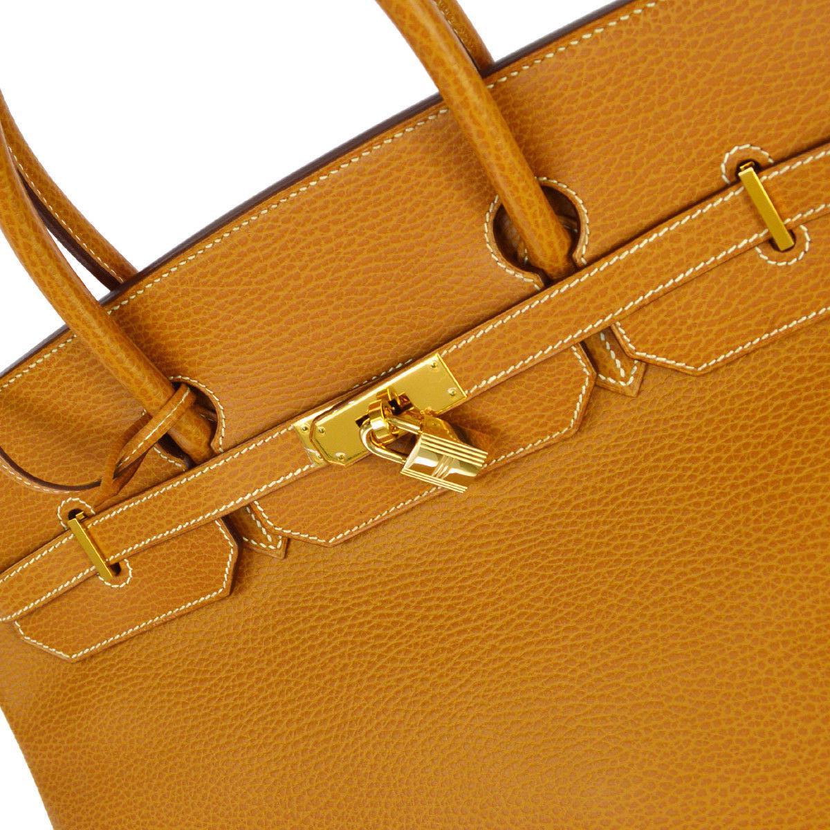 Hermes Birkin 40 Cognac Leather Gold Travel Carryall Top Handle Satchel Tote In Good Condition In Chicago, IL