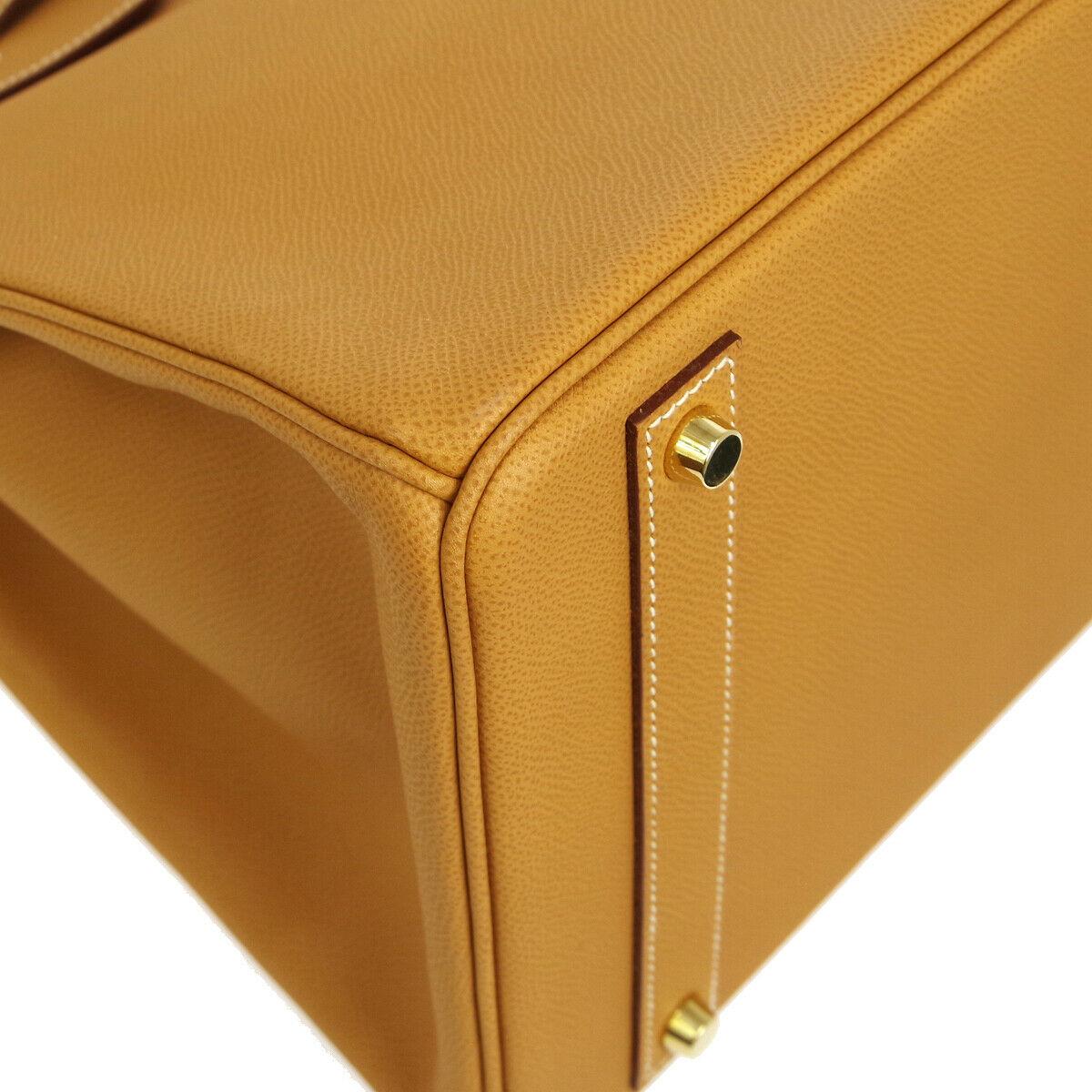 Women's Hermes Birkin 40 Cognac Leather Gold Travel Carryall Top Handle Satchel Tote