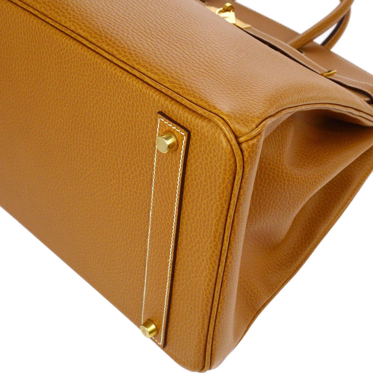 Hermes Birkin 40 Cognac Leather Gold Travel Carryall Top Handle Satchel Tote 3