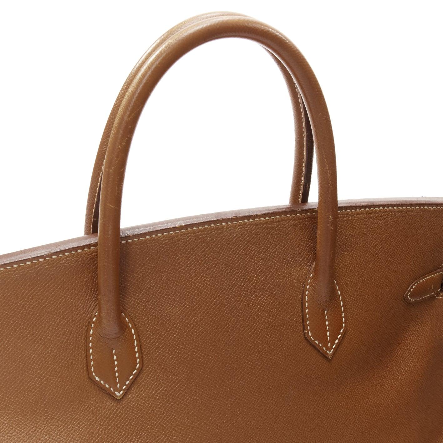 HERMES Birkin 40 Epsom brown leather gold hardware leather tote bag 5