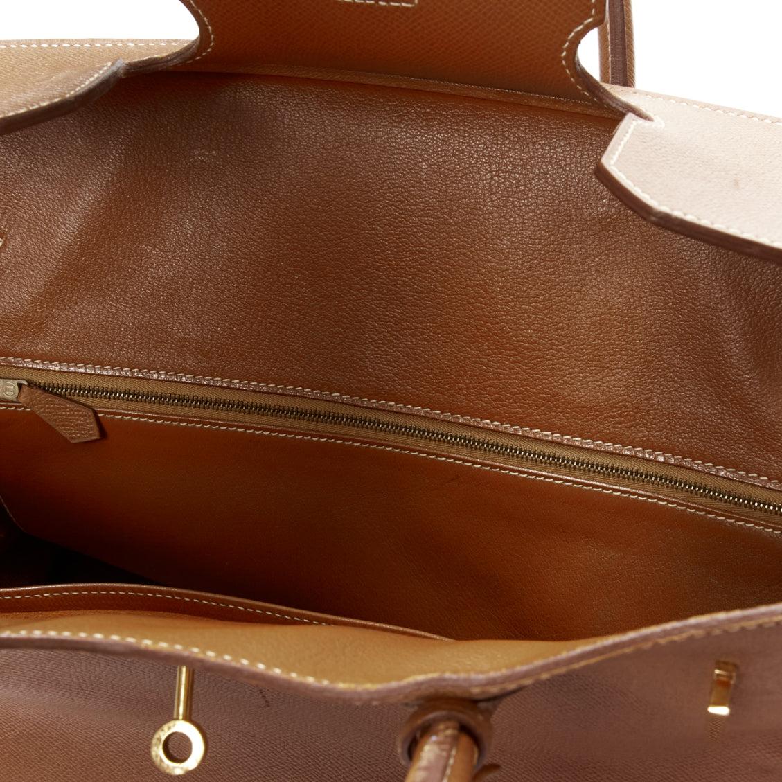 HERMES Birkin 40 Epsom brown leather gold hardware leather tote bag For Sale 8