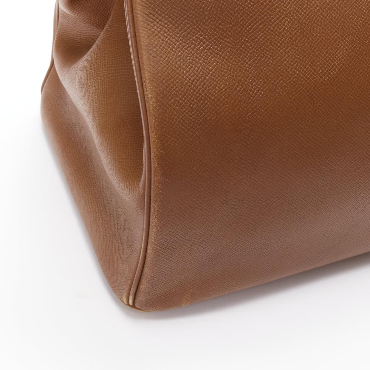 HERMES Birkin 40 Epsom brown leather gold hardware leather tote bag For Sale 4