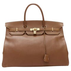 HERMES Birkin 40 Epsom brown leather gold hardware leather tote bag