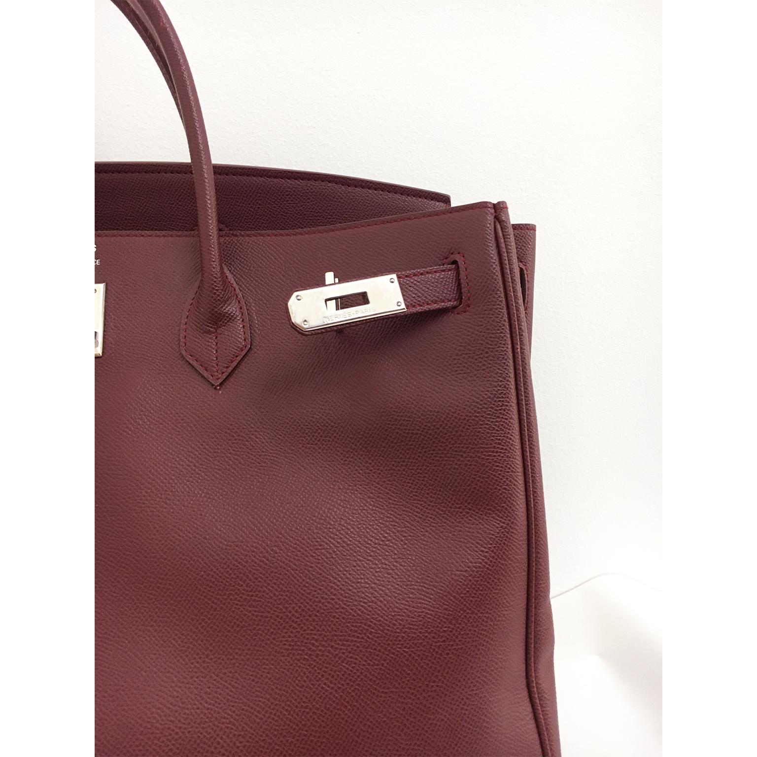 Women's Hermes Birkin 40 Epsom Rouge Deep Bordeaux Silver Birkin Bag