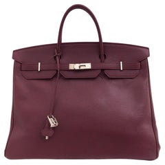 Hermes Birkin 40 Epsom Rouge Deep Bordeaux Silver Birkin Bag