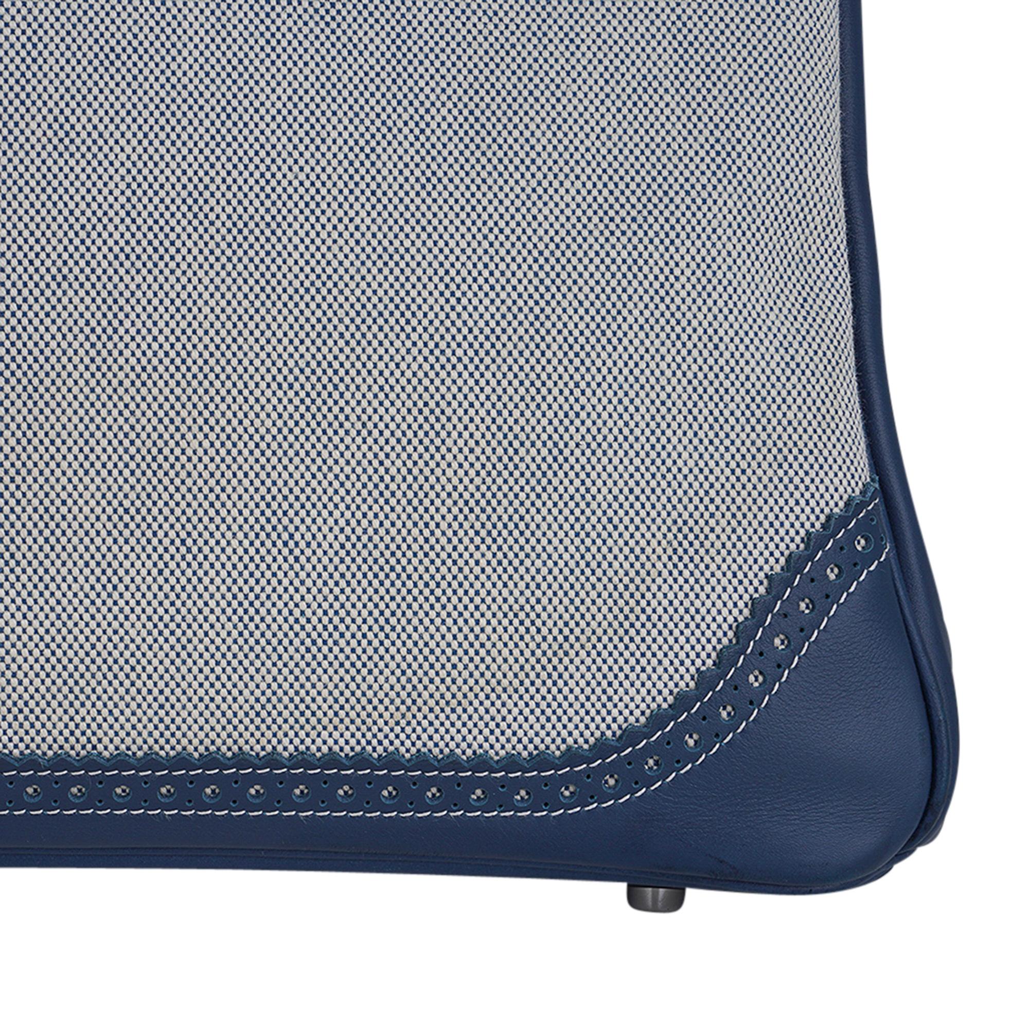 Hermes Birkin 40 Ghillies Blue de Prusse w/ Blue Toile Bag Limited Edition For Sale 2