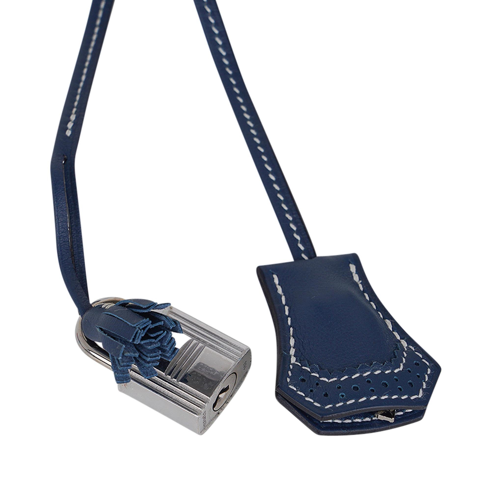 Hermes Birkin 40 Ghillies Blue de Prusse w/ Blue Toile Bag Limited Edition For Sale 3
