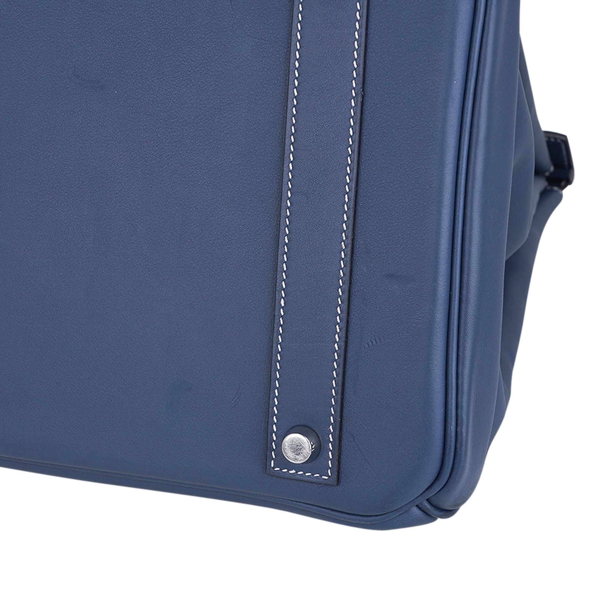 Hermes Birkin 40 Ghillies Blue de Prusse w/ Blue Toile Bag Limited Edition For Sale 6