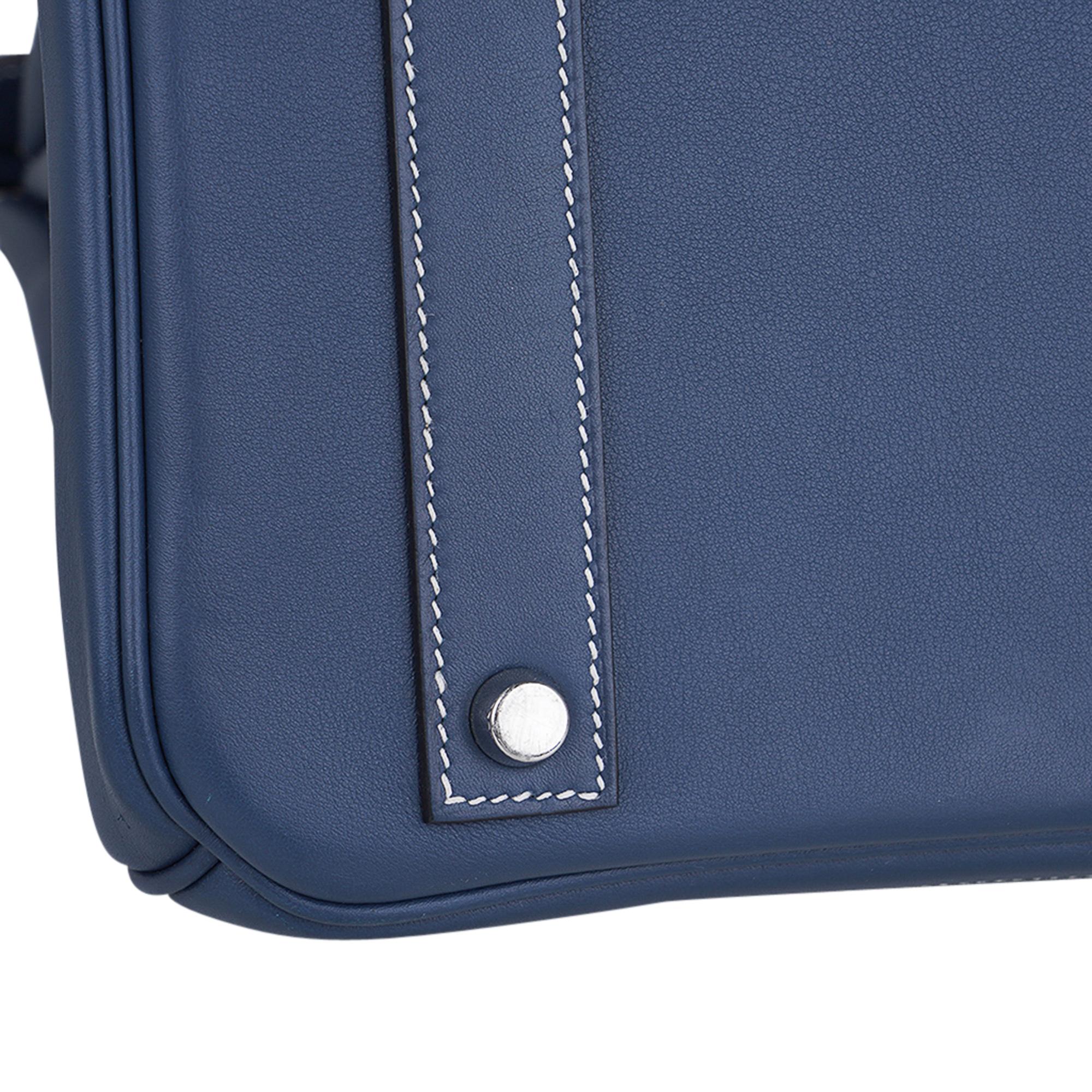 Hermes Birkin 40 Ghillies Blue de Prusse w/ Blue Toile Bag Limited Edition For Sale 9