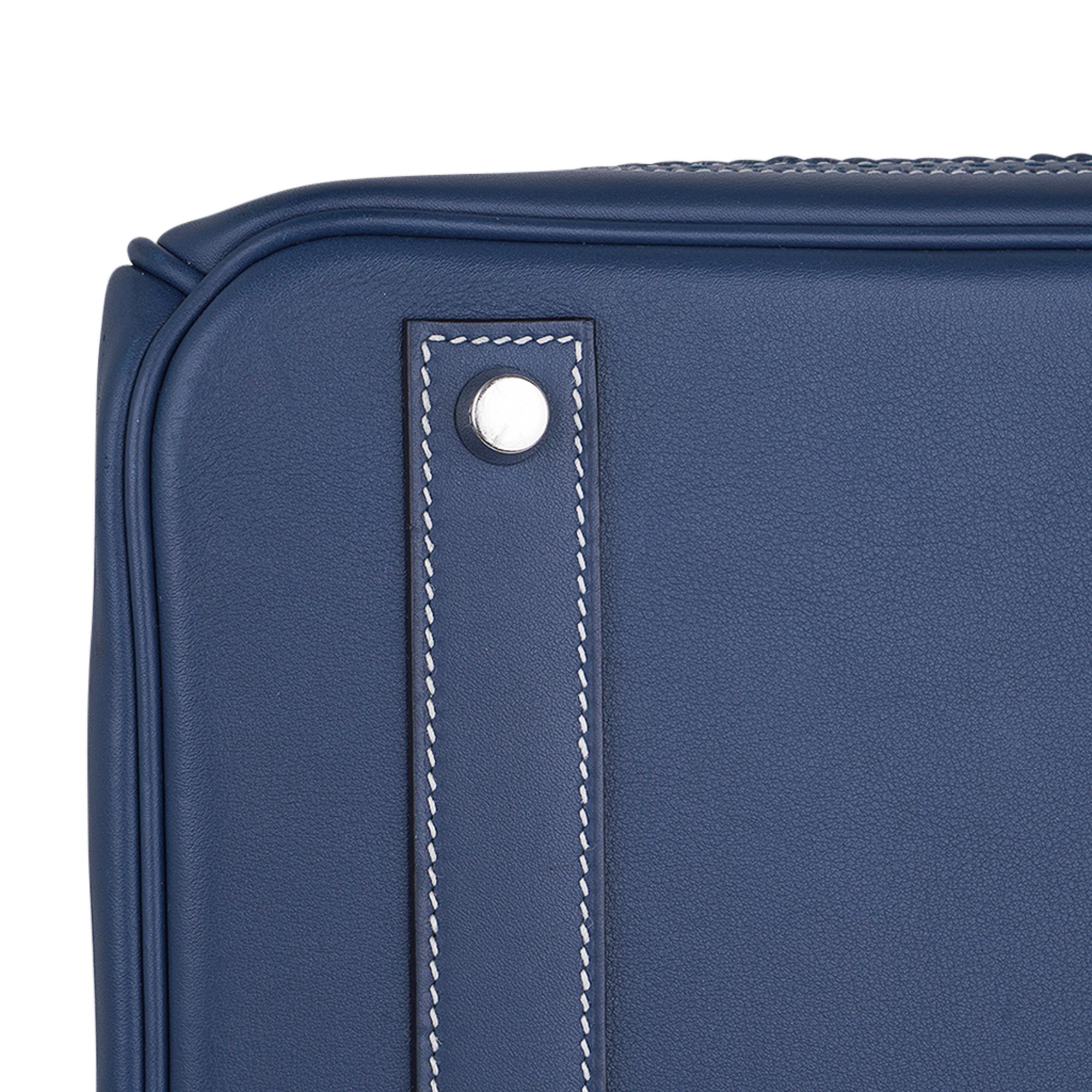 Hermes Birkin 40 Ghillies Blue de Prusse w/ Blue Toile Bag Limited Edition For Sale 10