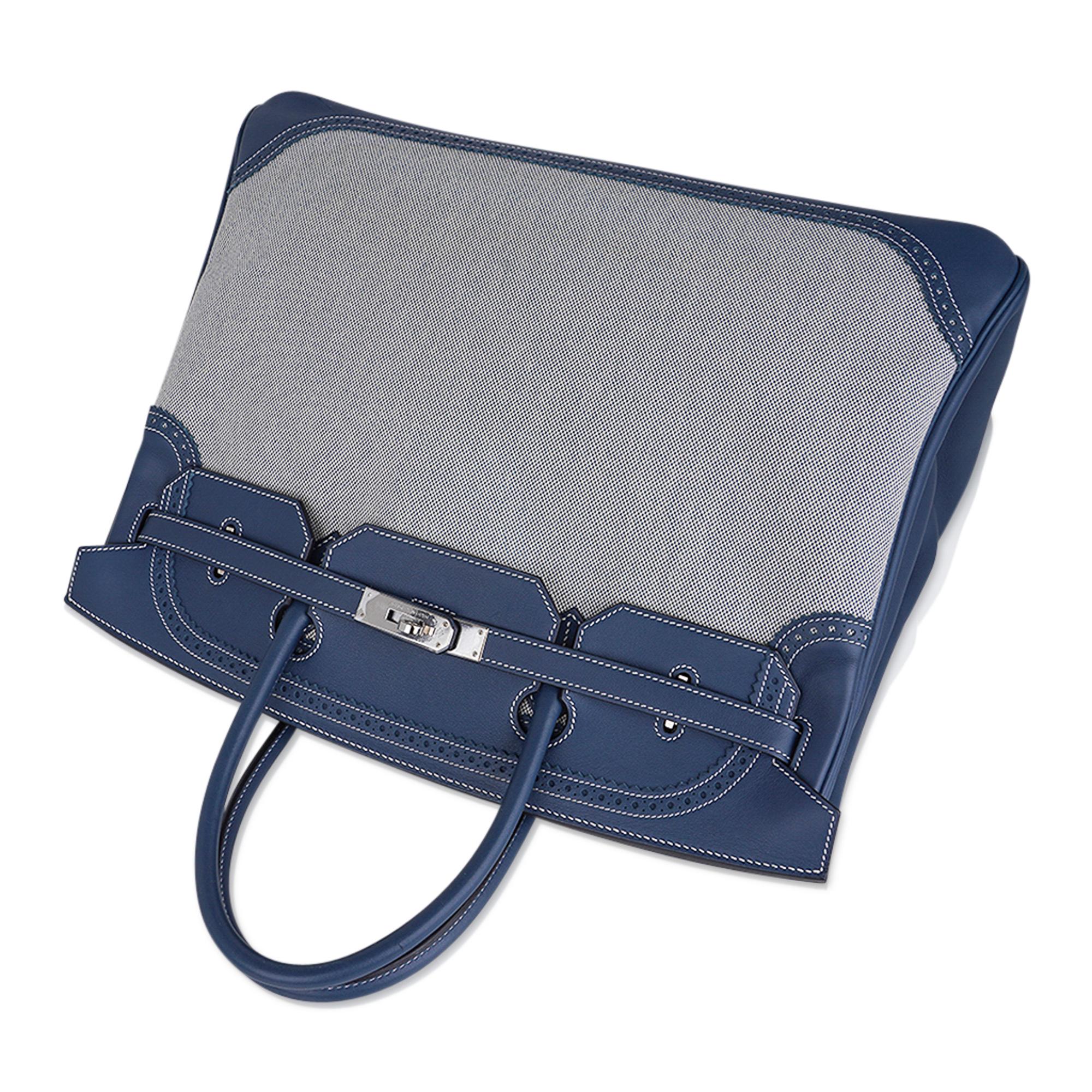 Hermes Birkin 40 Ghillies Blue de Prusse w/ Blue Toile Bag Limited Edition In Good Condition In Miami, FL