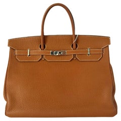 Hermes Birkin 40 Gold Togo Calfskin Leather Palladium Hardware Box M Stamp 2009