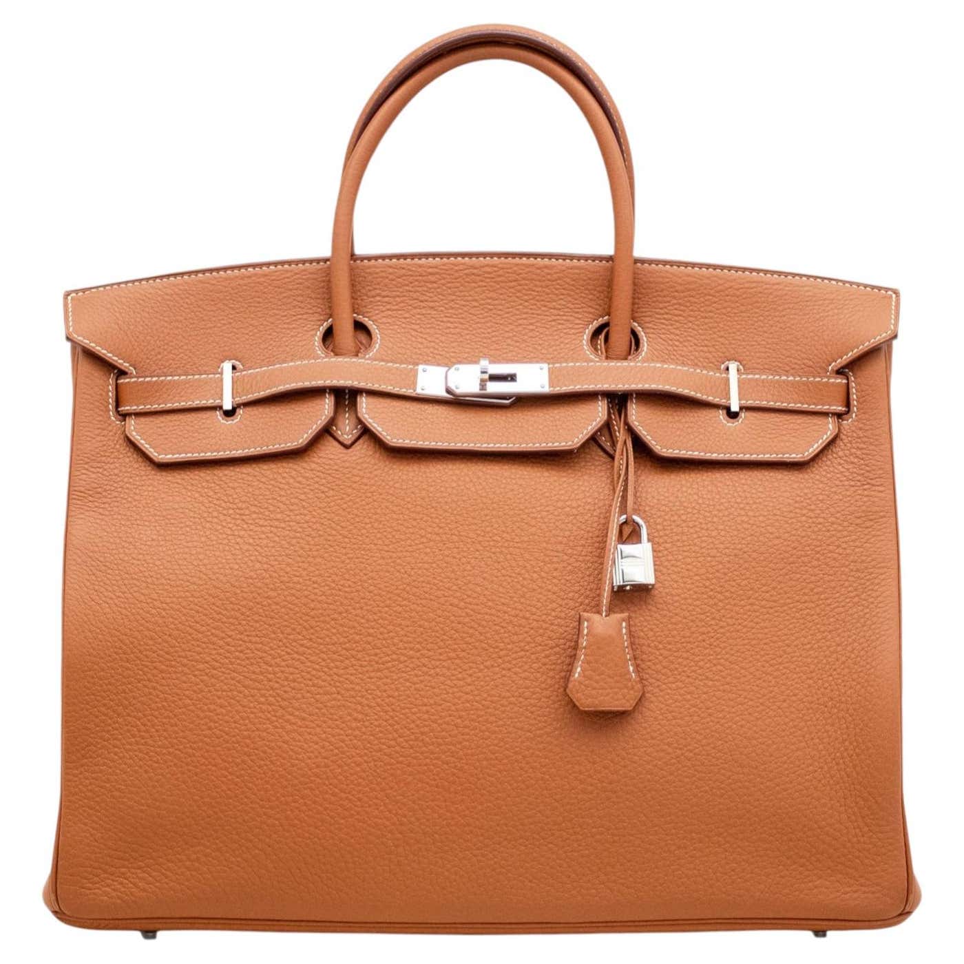 Hermes Birkin 40 Gold Togo leather with palladium hardware handbag — Hermès