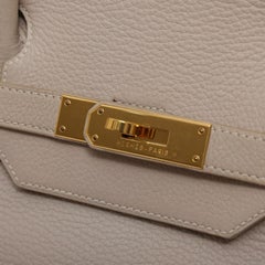 Hermes Birkin 40 Gray Leather Gold Travel Men's Top Handle Satchel Tote