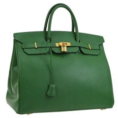 Hermes Birkin 40 Grünes Leder Gold Carryall Travel Top Handle Satchel Tote Bag
