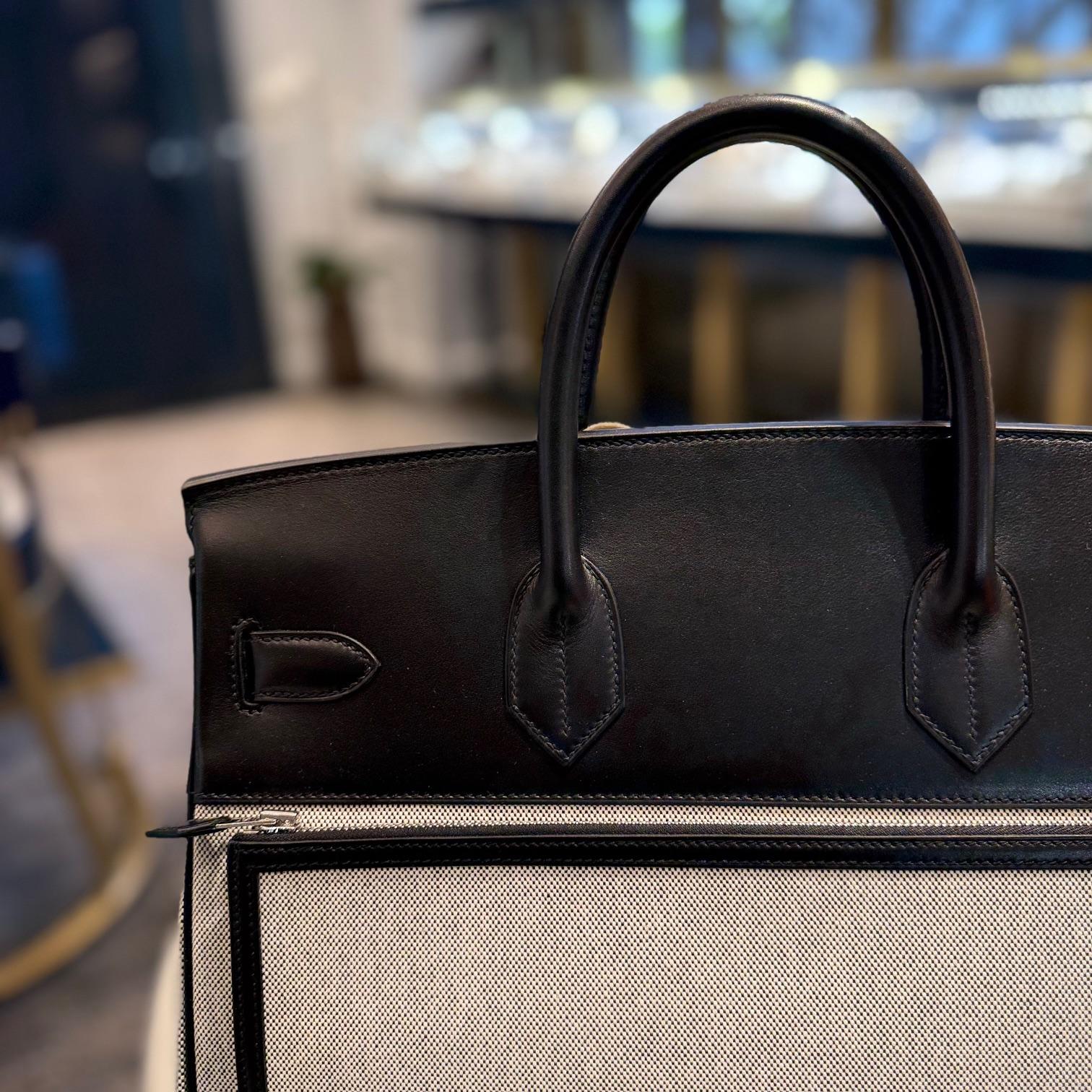 Hermès Birkin 40 Hac A Courroies Cargo Bag AA Ecru-Noir/Noir Palladium 3